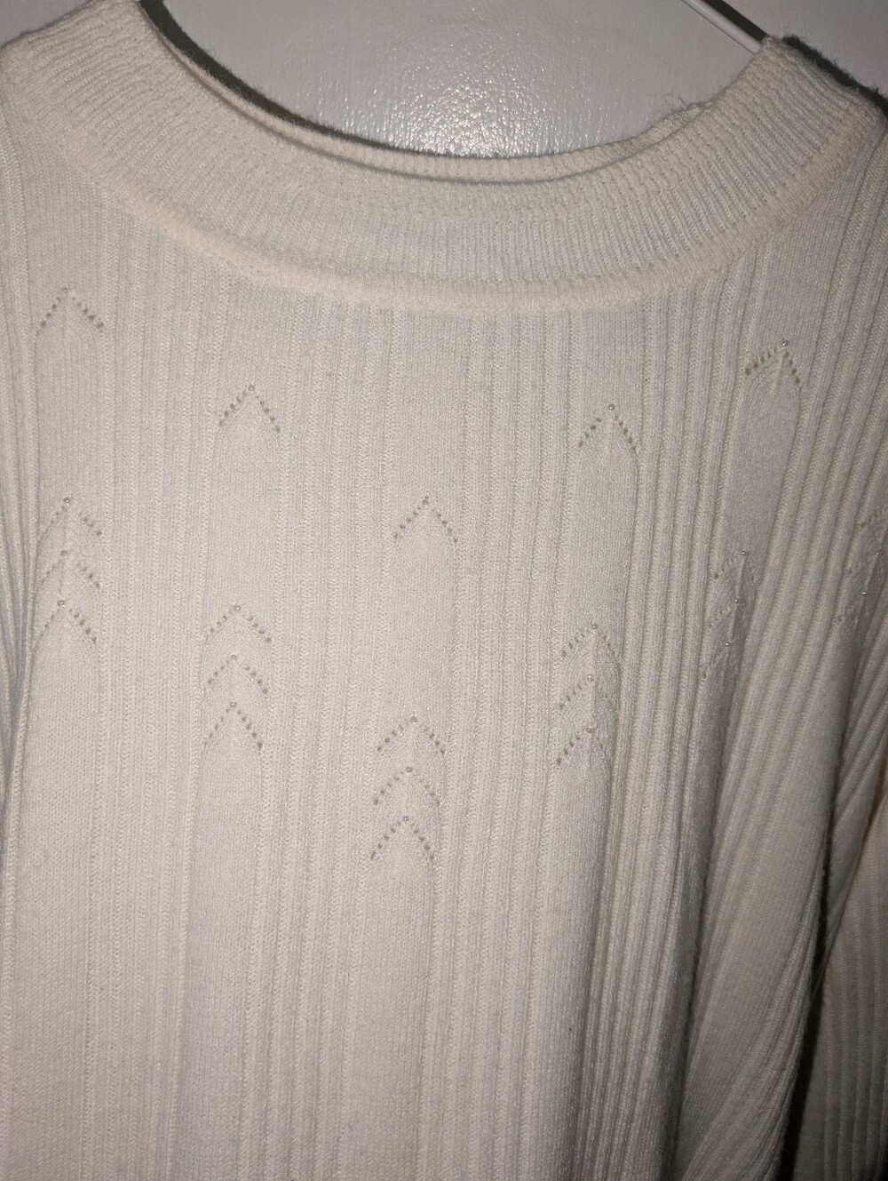 Peekaboo Cream Sweater, Size Large
